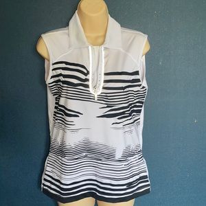 N Vo By Lanctot Size small black and white tennis top